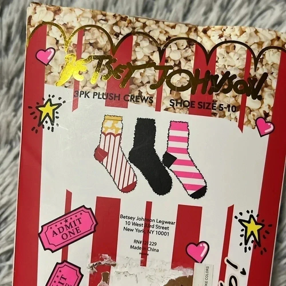 New! Betsey Johnson 3 pack plush socks